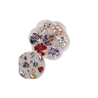 Profesyonel Nail Art 3D Kristal Kalp Taş Seti - Çiçek Formlu Organizer