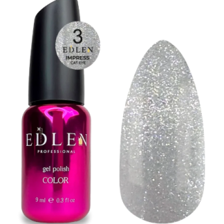 EDLEN IMPRESS CAT EYE №03 – ELMAS IŞILTILI GÜMÜŞ KEDİ GÖZÜ (9ml)