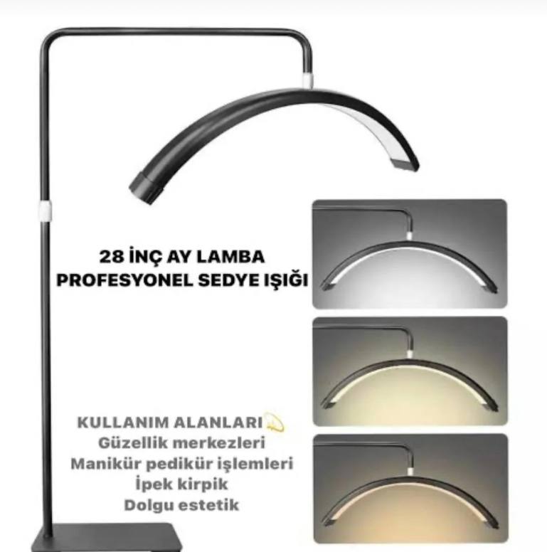 Profesyonel Yarım Ay (Half Moon) Ayaklı Estetik Lambası - 28 İnç