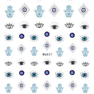 Profesyonel Nazar Boncuğu ve Hamsa (Fatma Ana Eli) Nail Art Sticker Seti